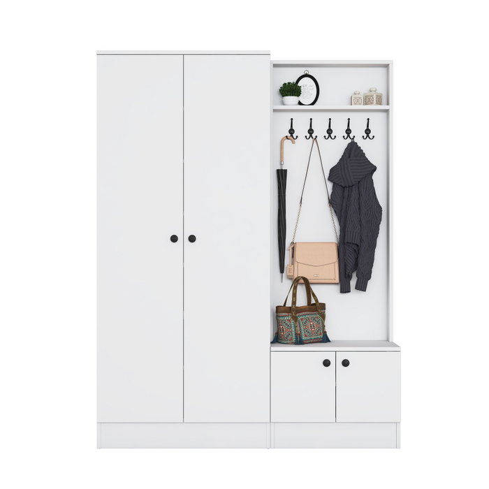 Hanah Home Soporte de Pasillo Blanco con Estanterías